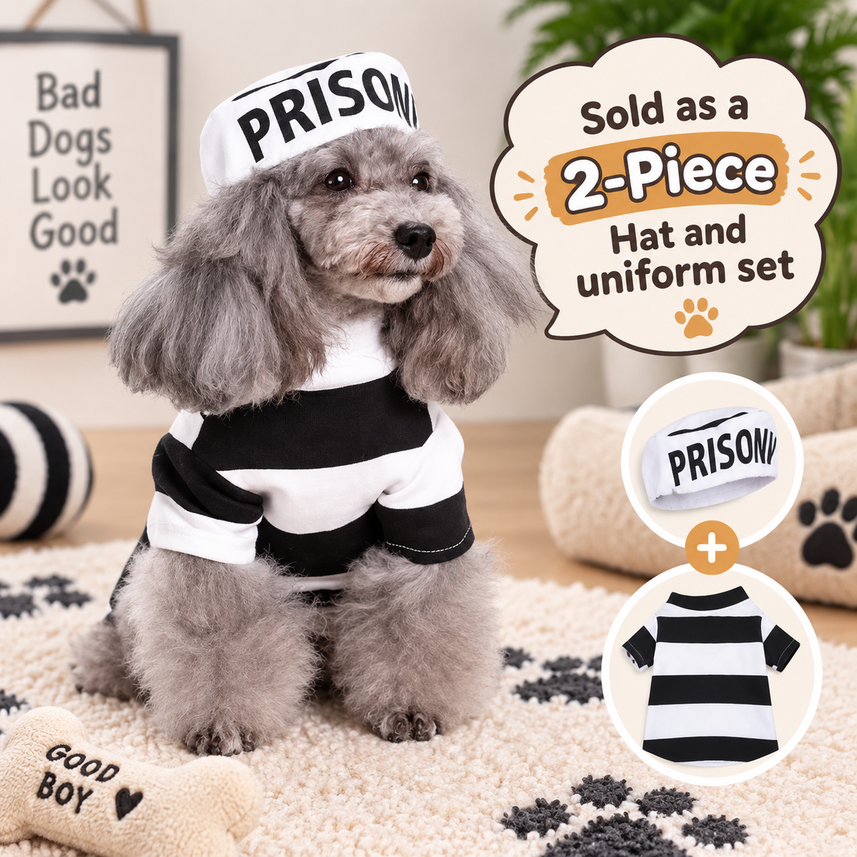 Striped Prisoner Dog Costume